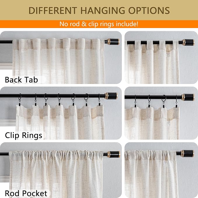 MYSKY HOME Linen Sliding Glass Door Curtains - Image 2