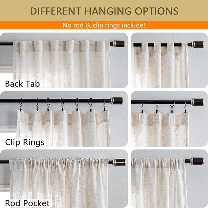 MYSKY HOME Linen Curtains 95 Inches Long - Image 2
