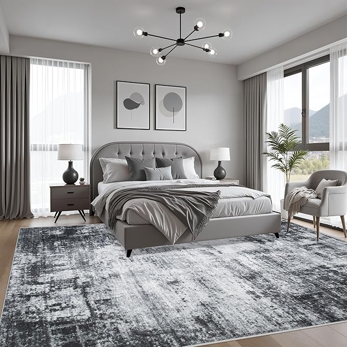 4x6 Area Rug Living Room Rug: Washable Modern Abstract Soft Thin Rug Indoor - Image 3