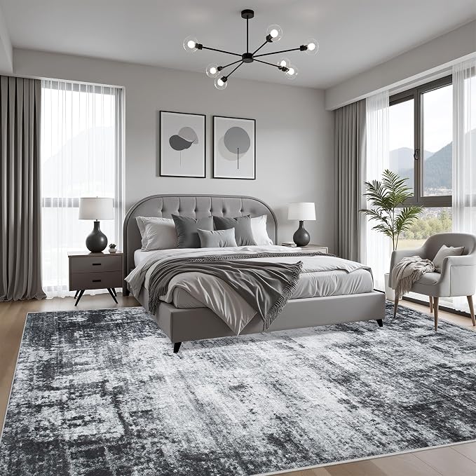 5x7 Area Rug Living Room Rug: Washable Modern Abstract Soft Thin Rug Indoor - Image 4