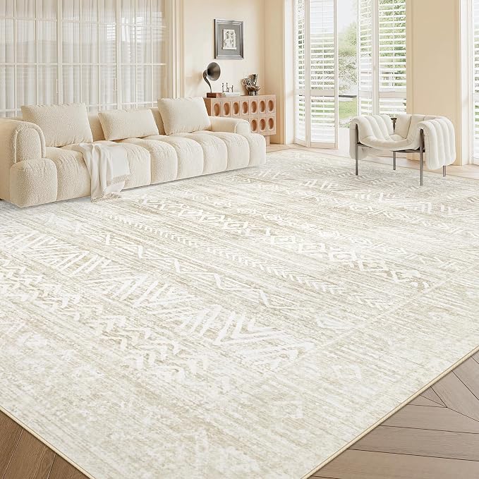 Living Room Rugs 10x14: Washable Moroccan Geometric Boho Rug Farmhouse Non Slip - Image 2