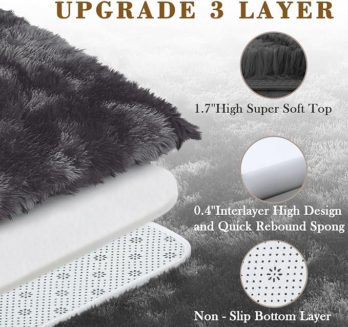 Super Soft Shaggy Area Rugs for Bedroom 4x6 Feet, Shaggy Plush Living Room Shag - Image 4