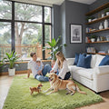 Green Grass Area Rugs for Bedroom, 4x6 Shag Fluffy Carpet, Fuzzy Furry Plush by Junhejiamei