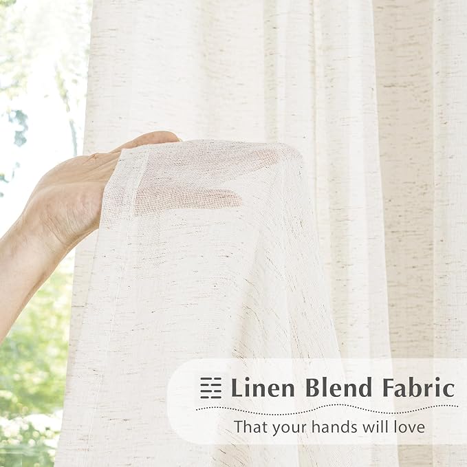 FMFUNCTEX Linen Sheer Pinch Pleated Curtains - Image 5