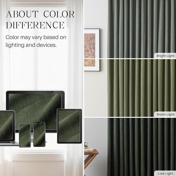 Pinch Pleated Linen Curtains 100% Blackout 63 Inches Long - Image 9