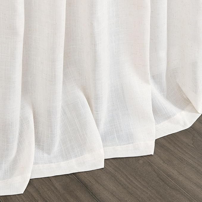 Ivory White Linen Curtains 132 Inch Length - Image 9