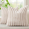 decorUhome Summer Cozy Faux Fur Throw Pillow Covers 16x16 Set of 2 Decorative by decorUhome