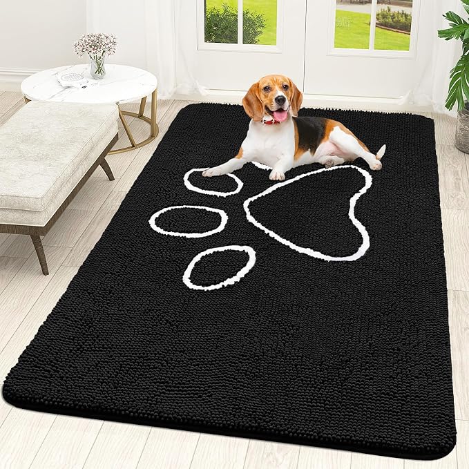 OLANLY Dog Door Mat for Muddy Paws 59x35, Paw Print Design, Absorbs Moisture by OLANLY