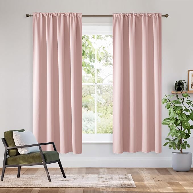 RYB HOME Bedroom Blackout Curtains 63 inches Long, 100% Blackout Thermal by RYBHOME