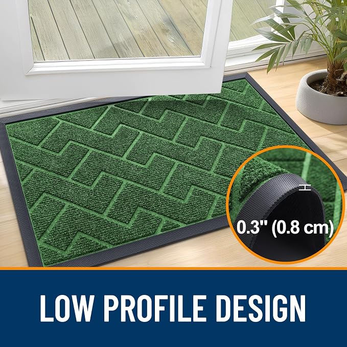 OLANLY Front Door Mat Outside 29.5x17, All-Season Absorbent Rubber Doormat | - Image 4