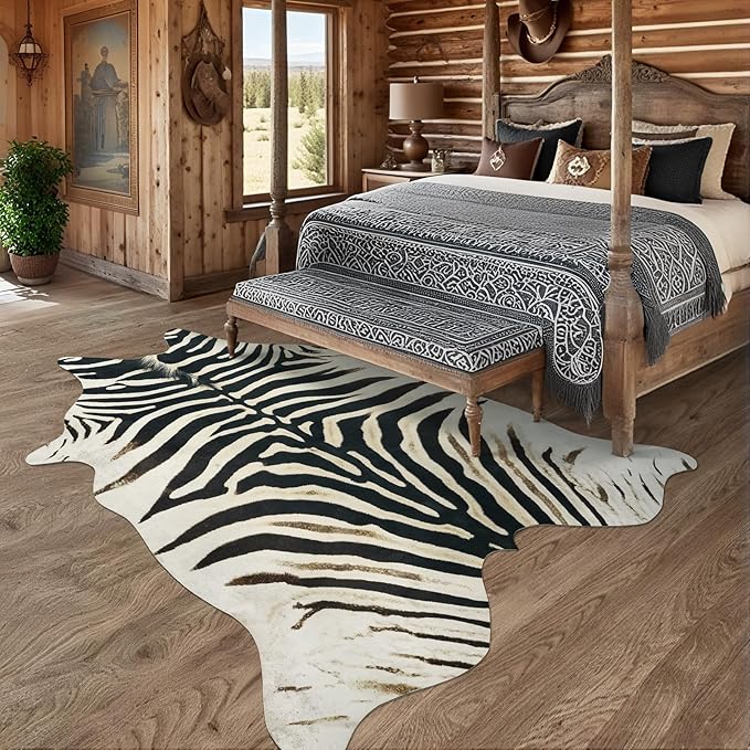 AROGAN Western Faux Fur Zebra Rug, 6.2x7 Feet Premium Animal Skin Print Rug - Image 6