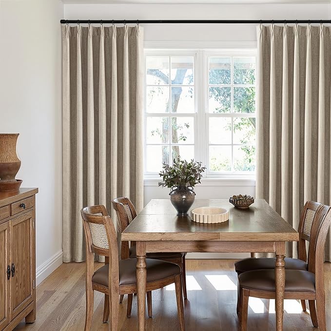 MIULEE Sand Pinch Pleated 100% Blackout Linen Curtains 40x63 Inches | Room - Image 7