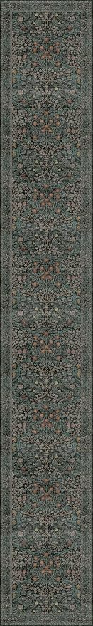 Dark Green Washable 3x20 Extra Long Runner Rug - Image 2