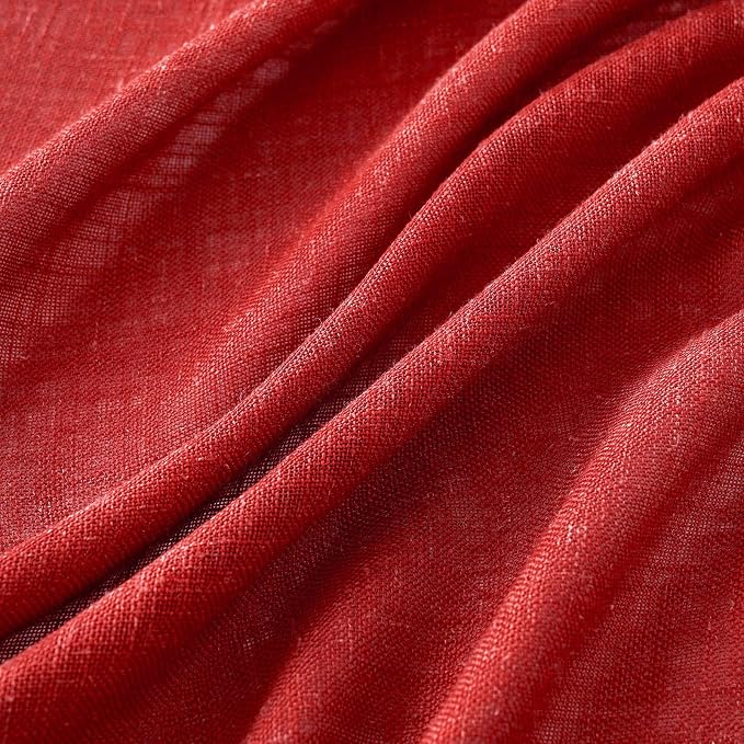 MIULEE Red Linen Curtains 96 Inch Long - Image 4