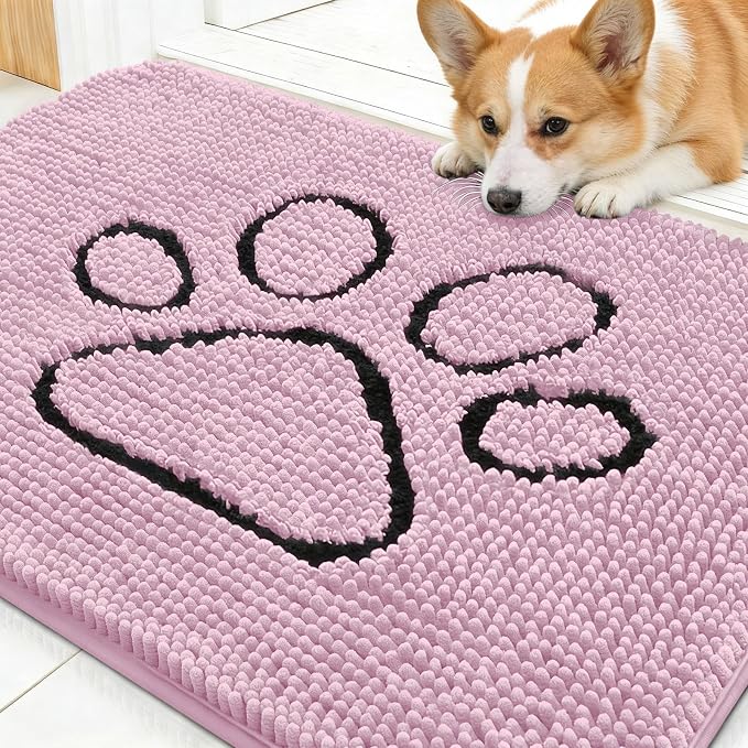 OLANLY Dog Door Mat for Muddy Paws 30x20, Paw Print Design, Absorbs Moisture by OLANLY