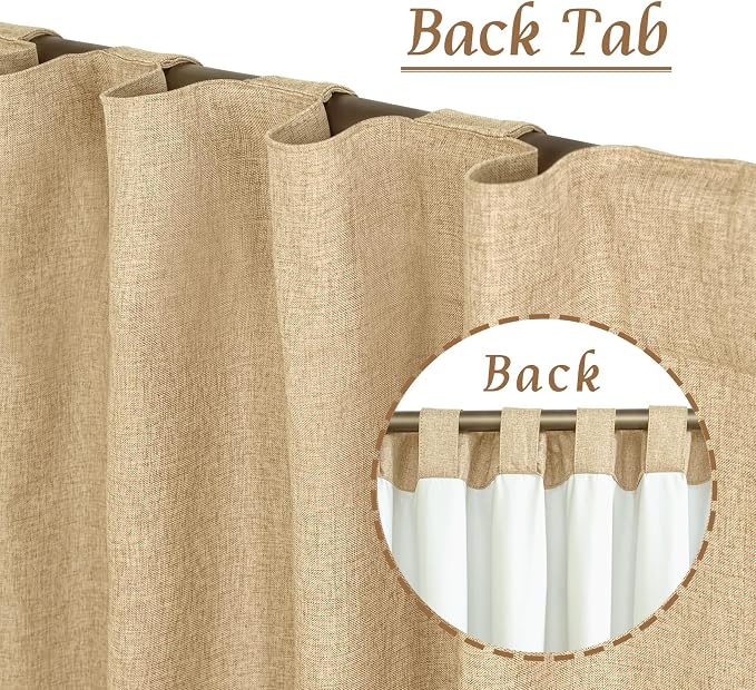 72 Inch Natural 100% Blackout Linen Curtains - Image 2
