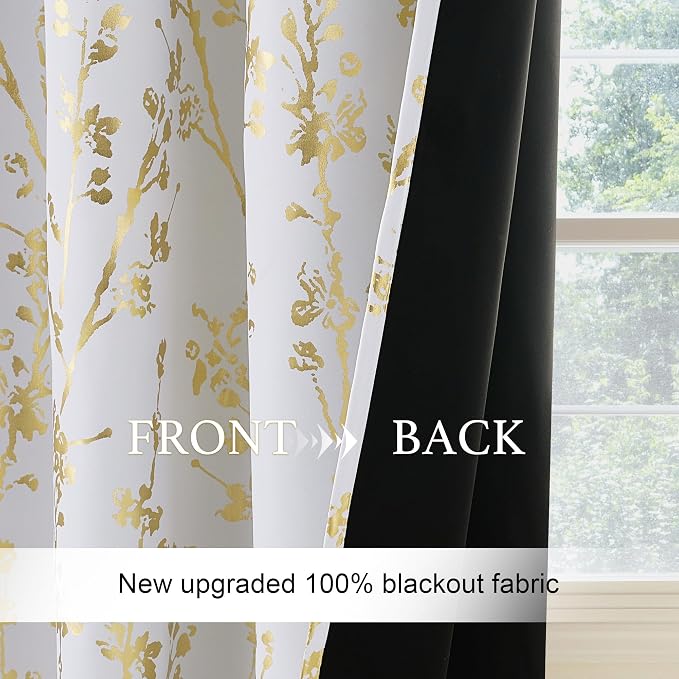 NICETOWN White Blackout Floral Kitchen Valances - Image 8