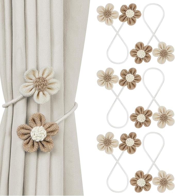 KLOGTSIND Flower Curtain Tiebacks, 6 Pack Boho Curtain Ties Elegant DIY Curtain by KLOGTSINDDirect
