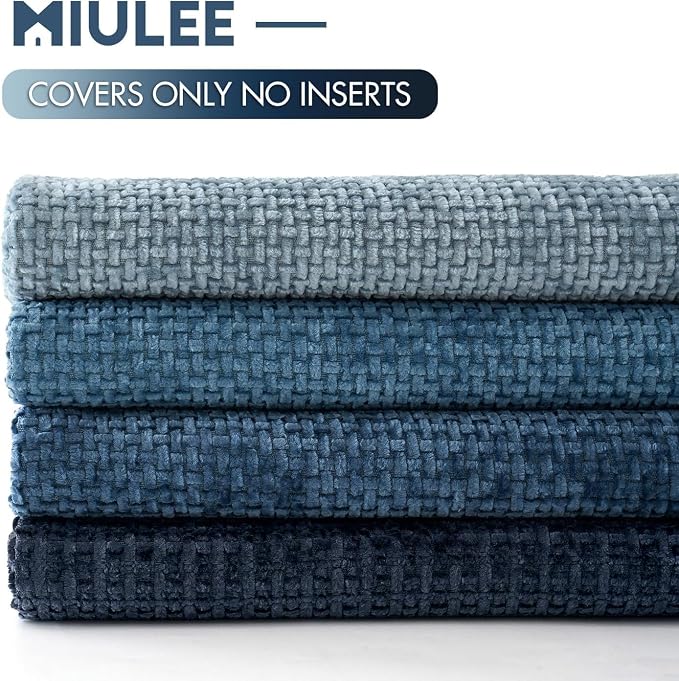 MIULEE Pack of 4 Couch Throw Pillow Covers 24x24 Inch Neutral Blue Soft - Image 6