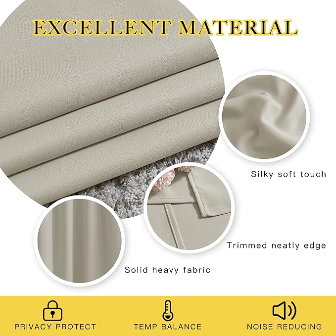 NICETOWN Room Darkening Bedroom Curtains 63 inches Long, Window Treatment - Image 4