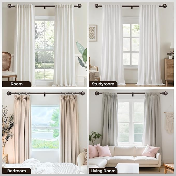 Bronze Curtain Rod, Heavy Duty 1 Inch Decorative Curtain Rods - Image 2