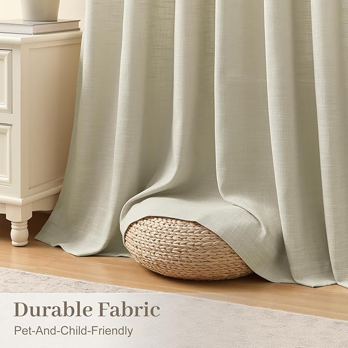 IVAPUPU Pinch Pleated Linen Curtains 90 Inches Long 2 Panels - Image 4