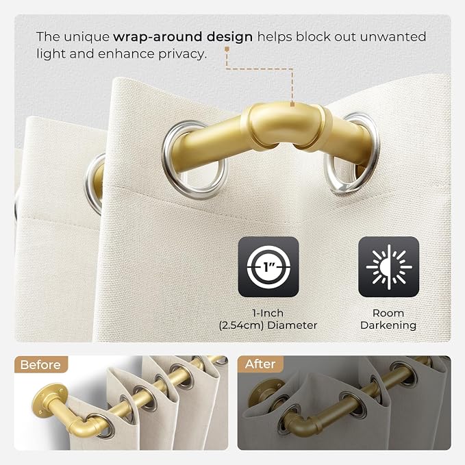 Zeerobee Curtain Rods for Windows 144 to 168, 1 Inch Industrial Wrap Around - Image 4