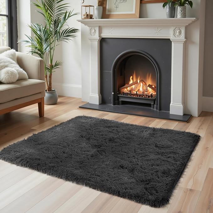 Small Area Rugs 2x3 Feet, Modern Shag Bedroom Mat, Small Carpet, Fluffy Bedside - Image 2