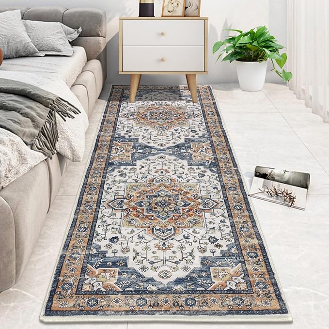 HEBE Hallway Runner Rug 2'x6' Washable Vintage Distressed Area Rugs Non Slip - Image 7
