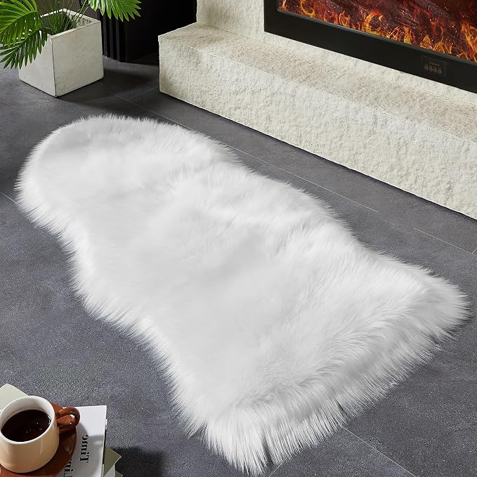 AMTOVO Faux Fur Rug, Fluffy Sheepskin Rug, Fuzzy Ultra Soft 2 x 4 ft Shag Rugs - Image 5