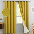 Yakamok Mustard Yellow Linen Curtains 100% Blackout 84 Inches Long, Room by Yakamok