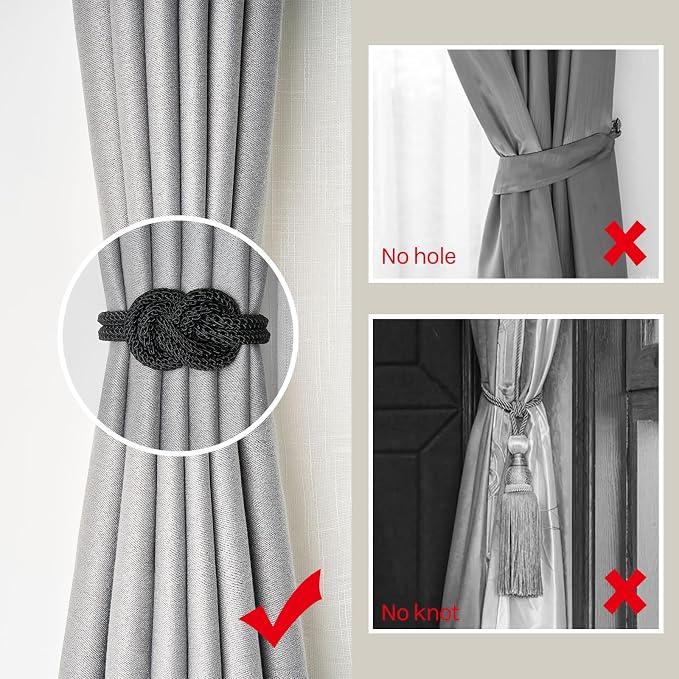 NICEEC 4 Pack Mini Magnetic Curtain Tiebacks Nordic Simple Style Drape Tie - Image 2