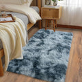 Soft Runner Rugs for Bedroom Hallways, 2x4 Tie-Dyed Blue Grey Fluffy Shag Throw by Ailyei