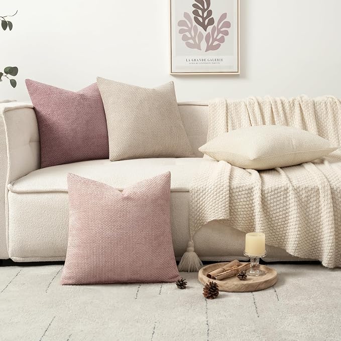 MIULEE Pack of 4 Valentines Couch Throw Pillow Covers 20x20 Inch Neutral Pink - Image 5