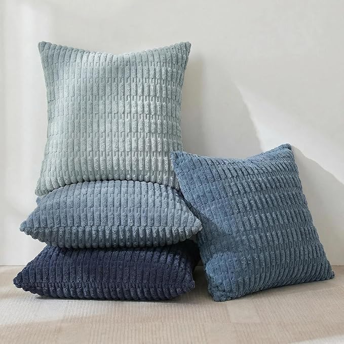 Fancy Homi Set of 4 Blue Decorative Throw Pillow Covers 20x20 Inch - Image 2
