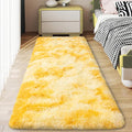 Soft Runner Rugs for Bedroom Hallways, 2x6 Tie-Dyed Yellow Fluffy Shag Throw by Ailyei