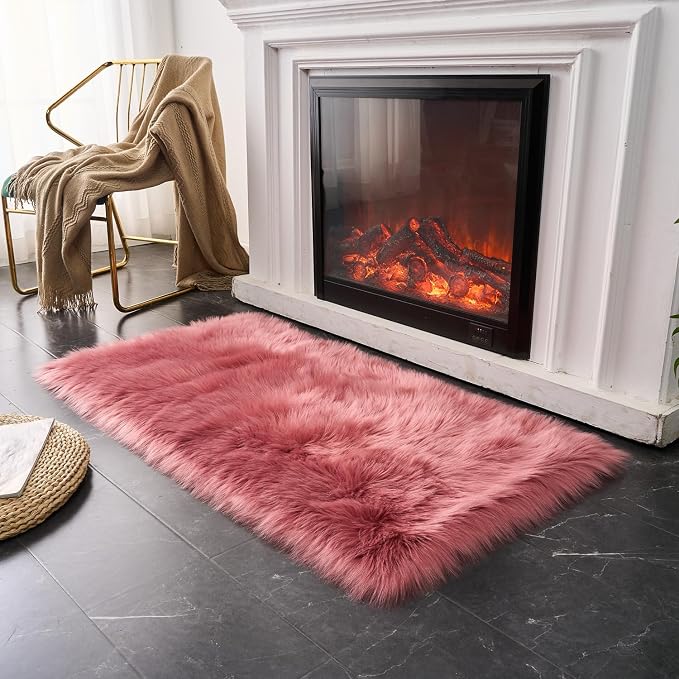 EasyJoy Ultra Soft Fluffy Shaggy Area Rug Faux Fur Rug Chair Cover Seat Pad by EasyJoy