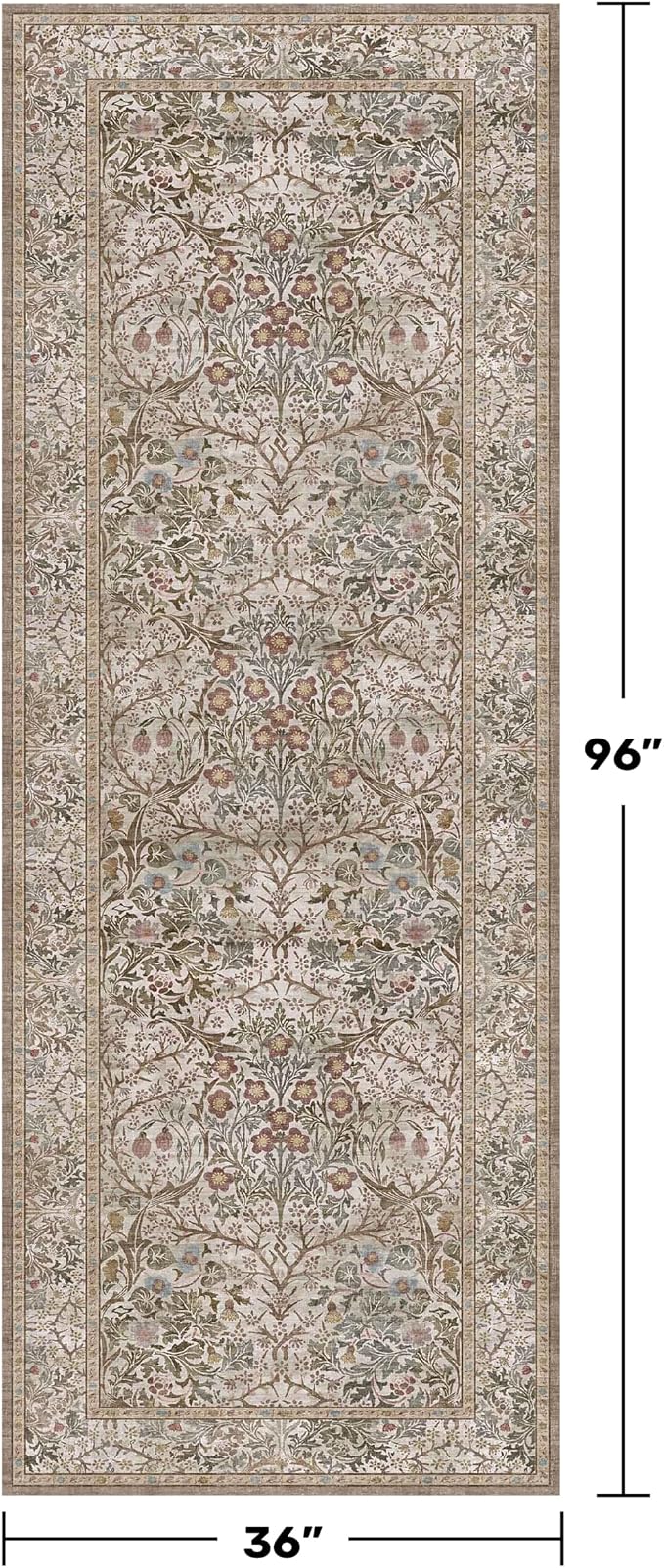 Moss Green 3x8 Oriental Runner Rugs - Image 2