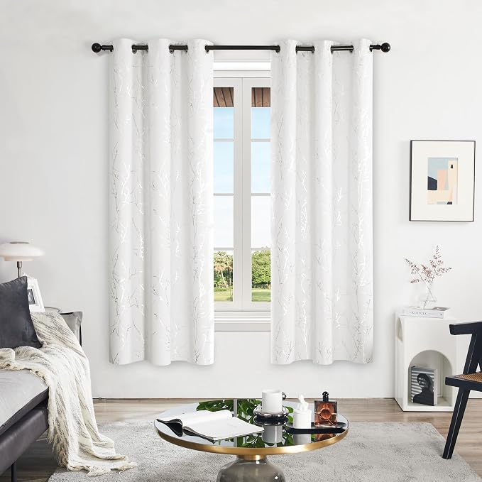 Deconovo White Curtains 72 Inches Long, Room Darkening Curtain, Thermal - Image 2