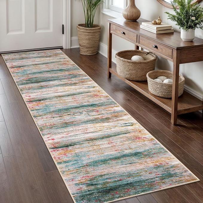 KOZYFLY Modern Abstract Hallway Runner Rug, 2x8 Washable Rug Runner Non-Slip by KOZYFLY
