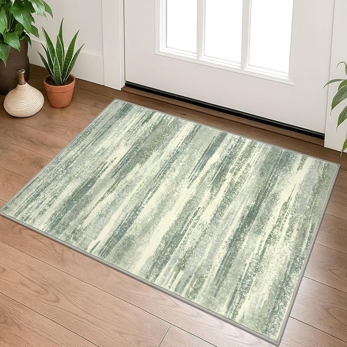 Lansny Modern Abstract Entryway Rug Indoor 2x3 Washable Rug Non-Slip Soft Small by lansny