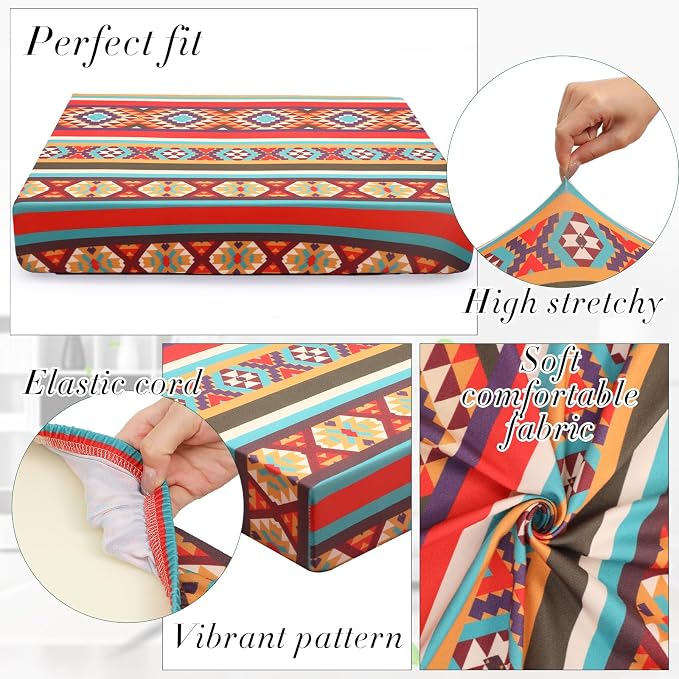 Newwiee 8Pcs Patio Cushion Covers Stretch Outdoor Cushion Cover Replacement - Image 3