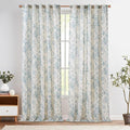 jinchan Linen Blend Curtain Floral Curtains by JINCHAN