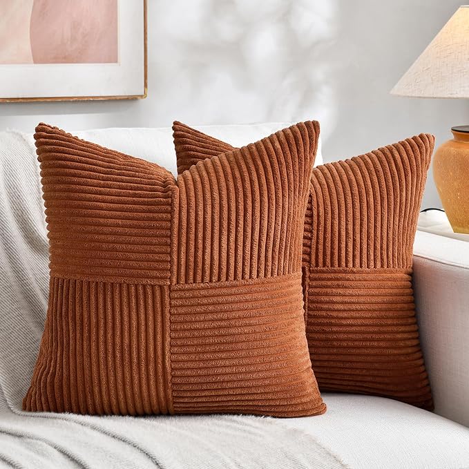 Fancy Homi 2 Packs Rust Decorative Throw Pillow Covers 20x20 Inch by Fancy+Homi