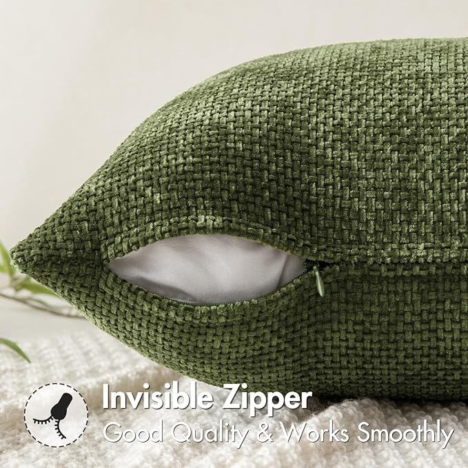 MIULEE Pack of 2 Couch Throw Pillow Covers 20x20 Inch Olive Green Modern Boho - Image 5