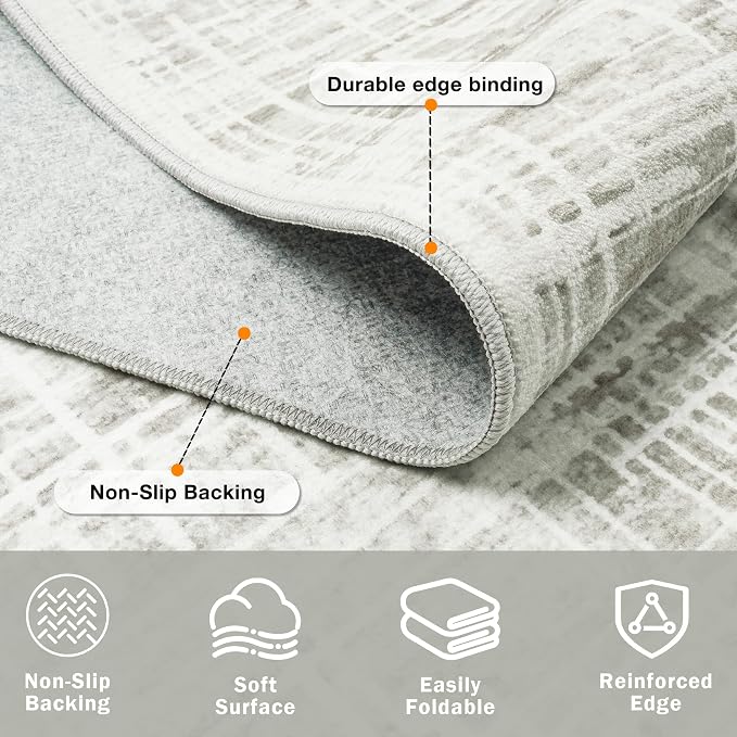 6x9 Area Rugs Washable Rug: Anti-Skid Abstract Modern Living Room Rug Soft Thin - Image 4