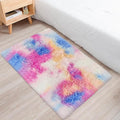 Small Fluffy Colorful Rug for Bedroom Girls 2x3 Mini Kawaii Rainbow Tie Dye by JiaoBaba