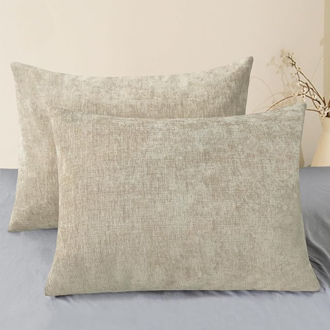 CaliTime Throw Pillow Covers Decorative 20 X 26 Inches Pack of 2 Cozy Chenille by CaliTime