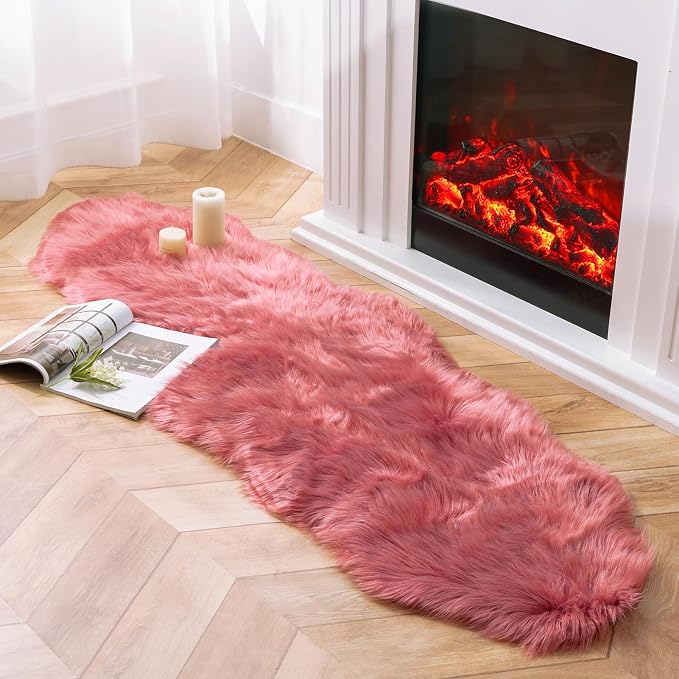 Ashler Faux Fur Rug, Fluffy Shaggy Area Rug Ultra Soft 2 x 6 Feet Sheepskin by AshlerHomeDeco
