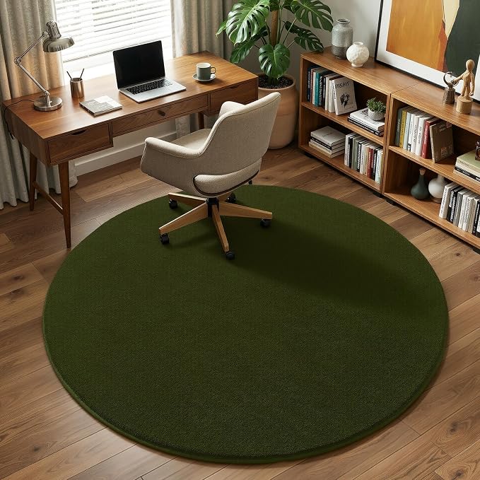 Amearea Olive Green Round Area Rugs 4ft Washable Circle Rugs - Image 7
